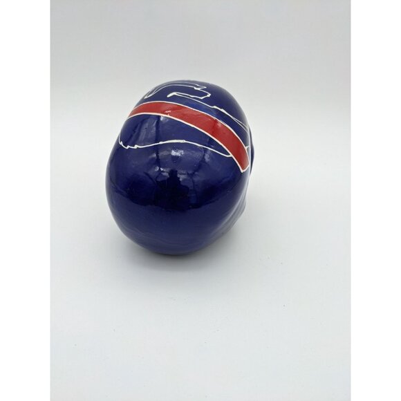 Bills Blue Ceramic Skull Sculpture Collectible Art NFL-Inspired Handpainted W/ T - Picture 9 of 12